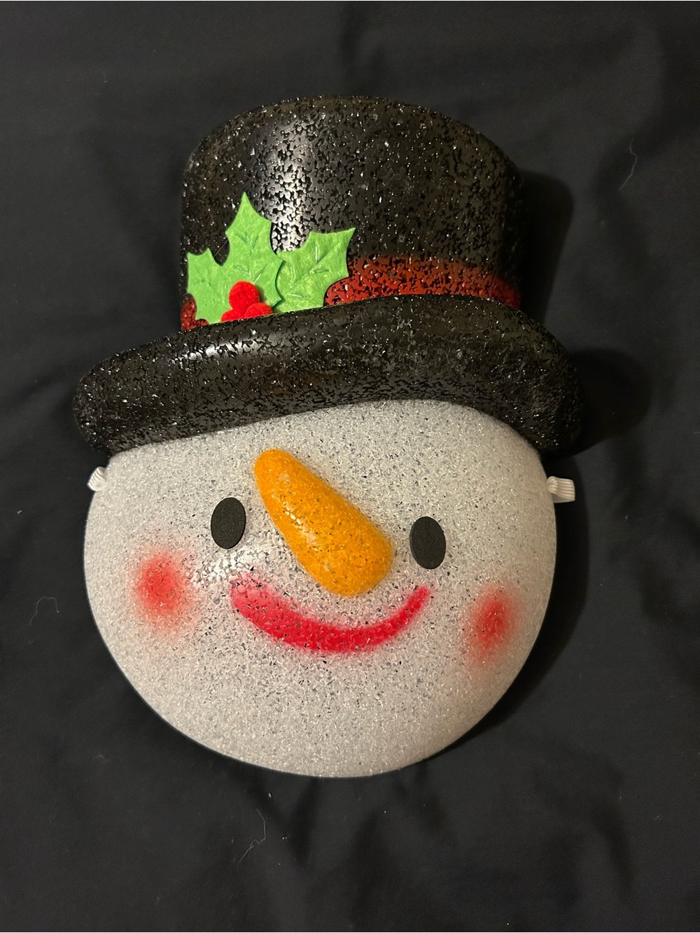 Black Top Hat Snowman with Orange Carrot Nose Porch Light Cover